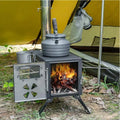 pole a bois pliable portable pour camping et tente , avec chemine amovible