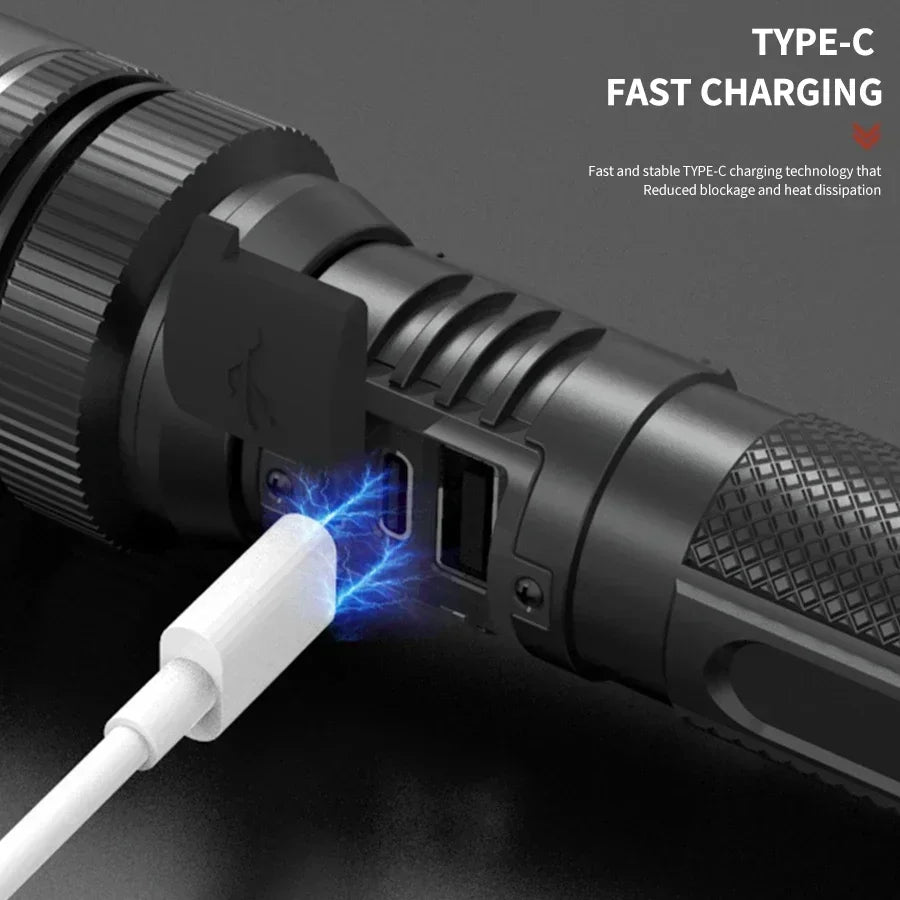 Lampe torches led rechargeable ultra puissante , zoom ,usb-c