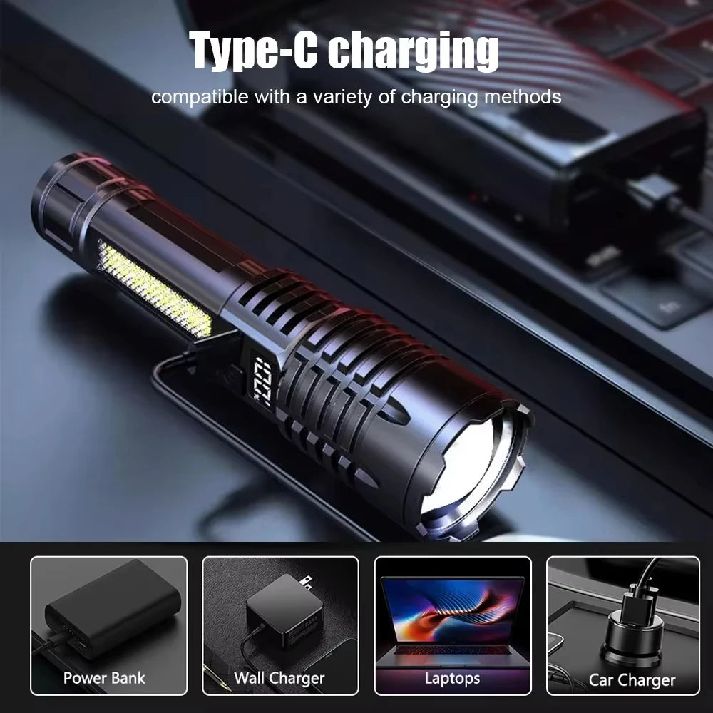 Lampe torches led rechargeable ultra puissante , zoom ,usb-c