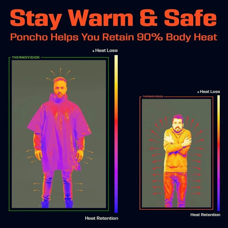 poncho de pluie d'urgence impermeable de survi avec couverture thermique