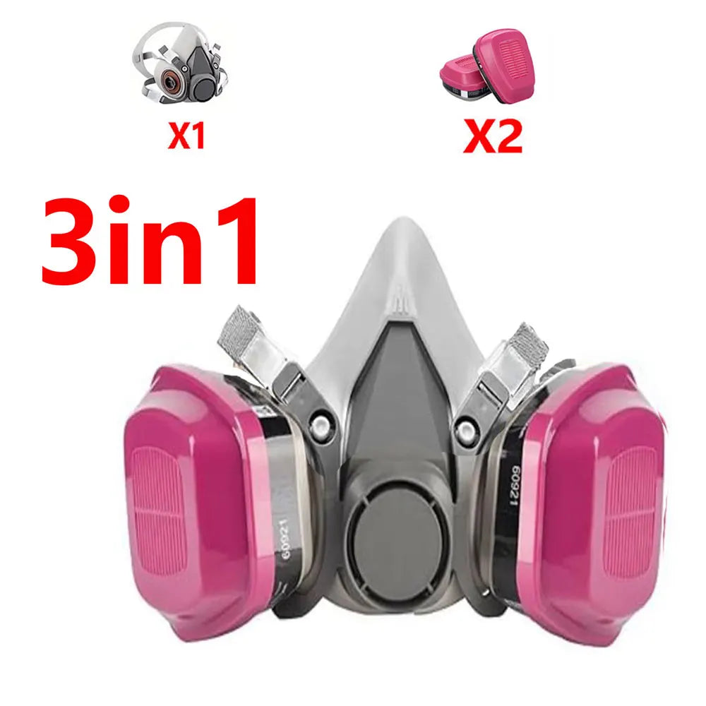 masque respiratoire demi-visage 3 en 1 avec lunettes et filtre anti vapeurs