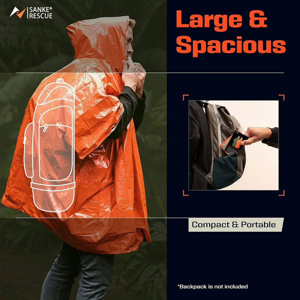 poncho de pluie d'urgence impermeable de survi avec couverture thermique