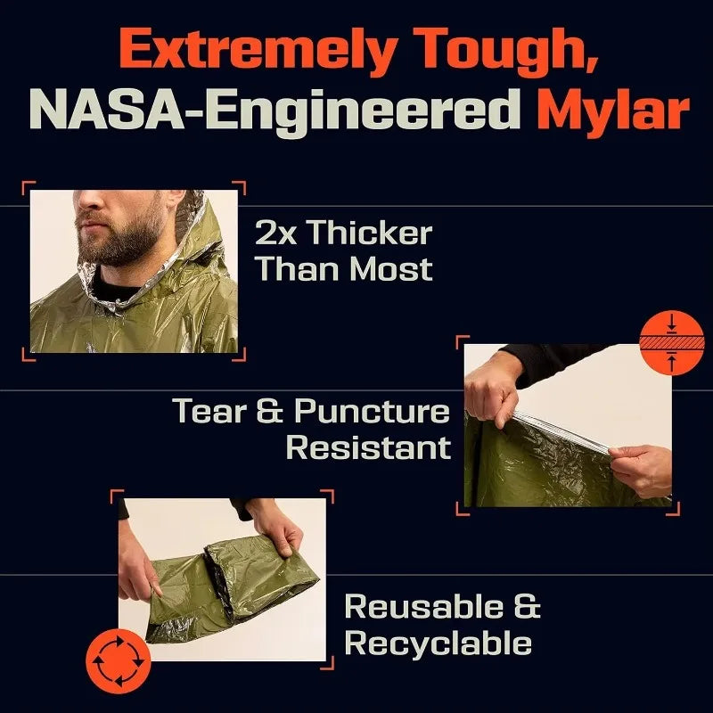 poncho de pluie d'urgence impermeable de survi avec couverture thermique