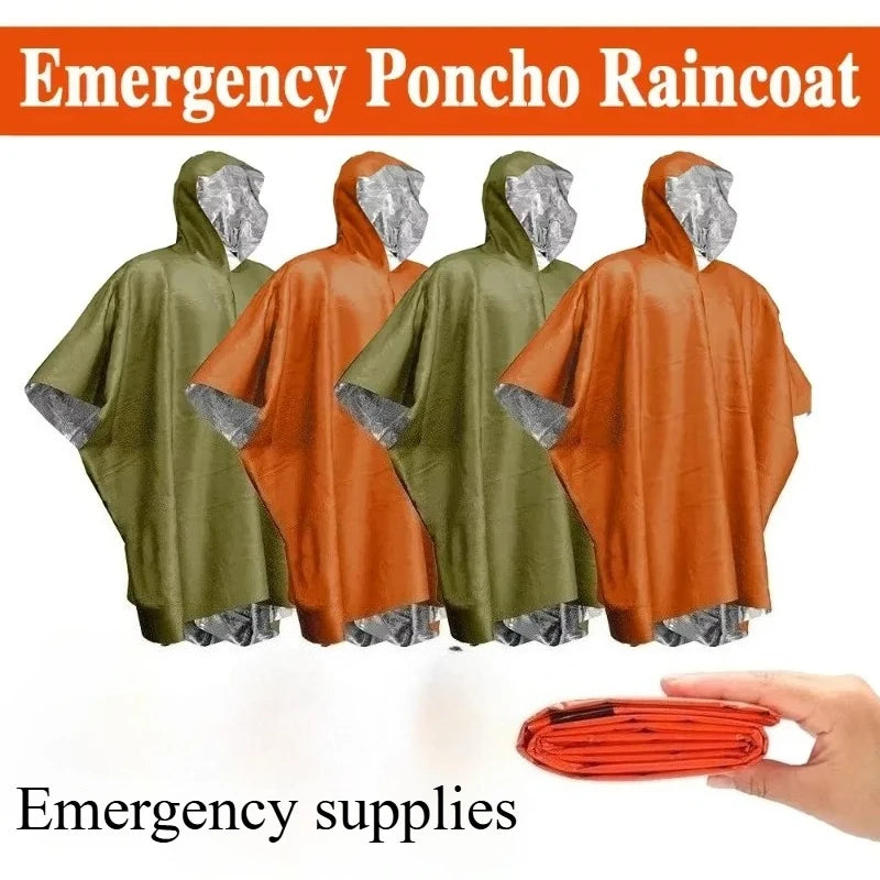 poncho de pluie d'urgence impermeable de survi avec couverture thermique