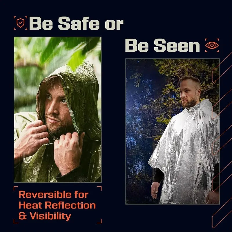 poncho de pluie d'urgence impermeable de survi avec couverture thermique