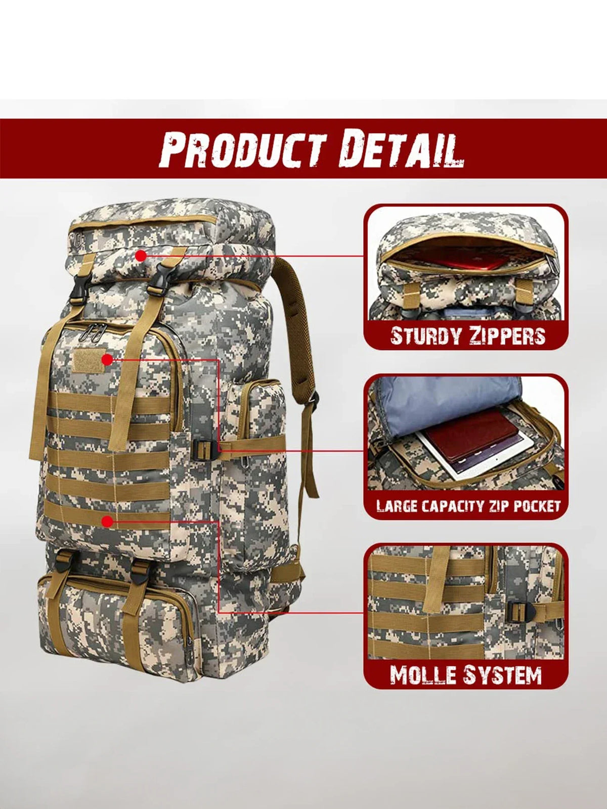Grand sac à dos de survie 80–100 L